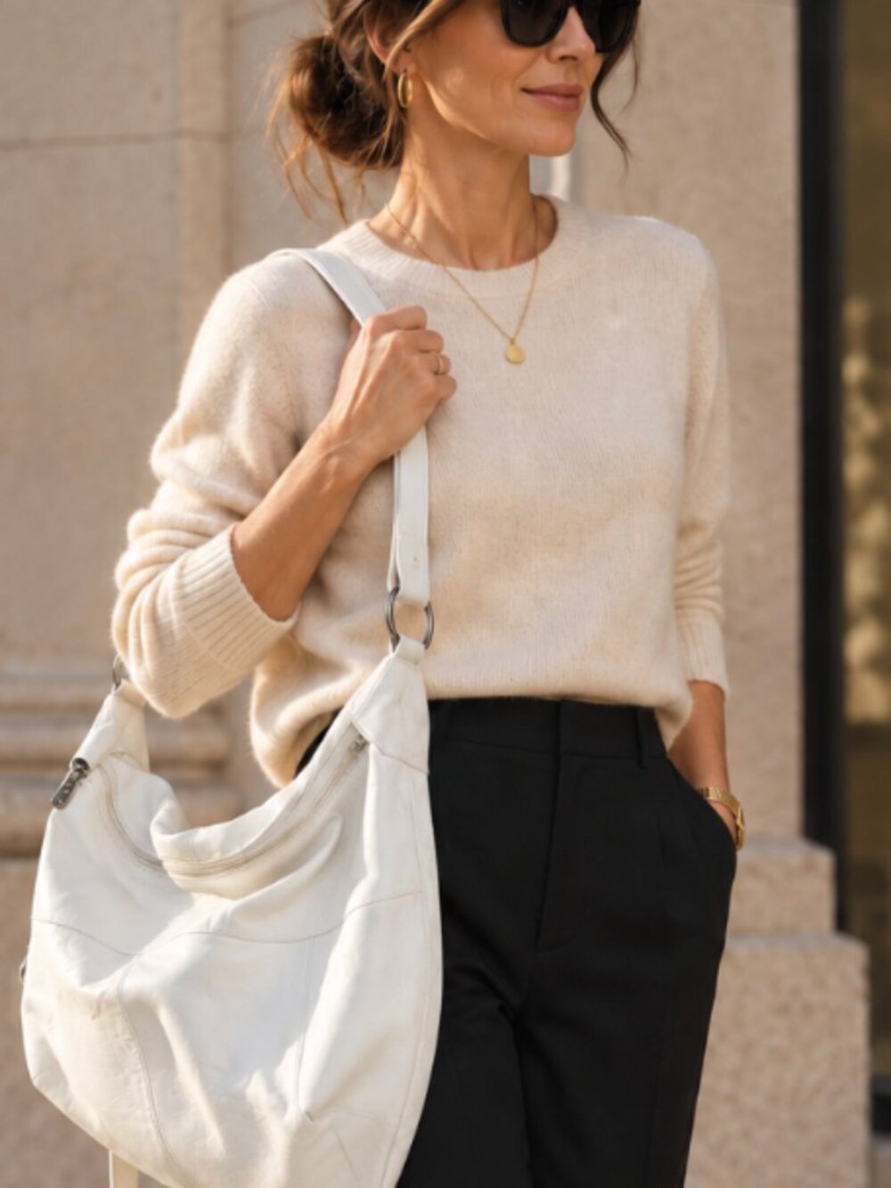 A.P.C. Slouchy White leather convertible bag backpack
